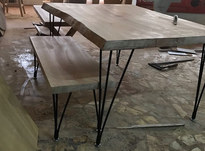 Kayın masa takımı imalat aşaması
