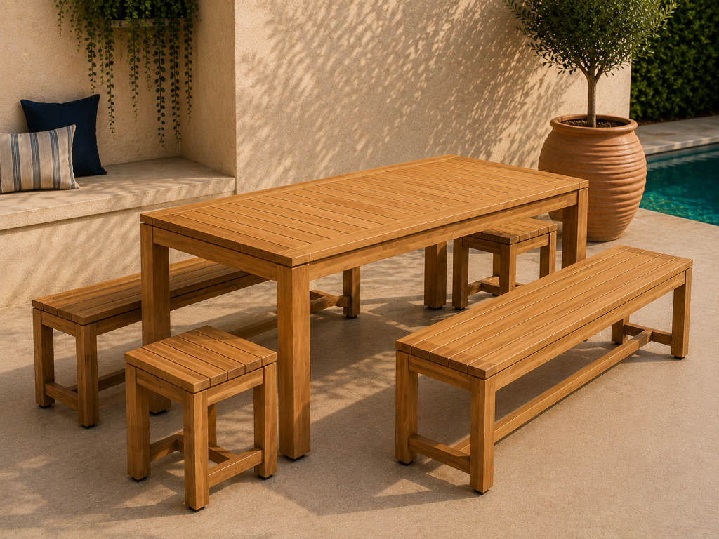 ART113 Teak Banklı Masa Takımı
