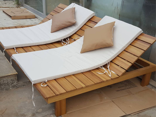 ART813 Ahşap İkiz  Şezlong