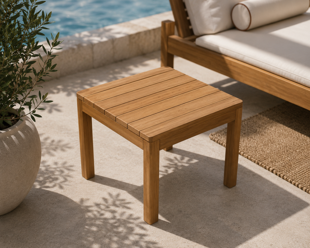 ART115 Teak Kare Yan Sehpa-Küçük