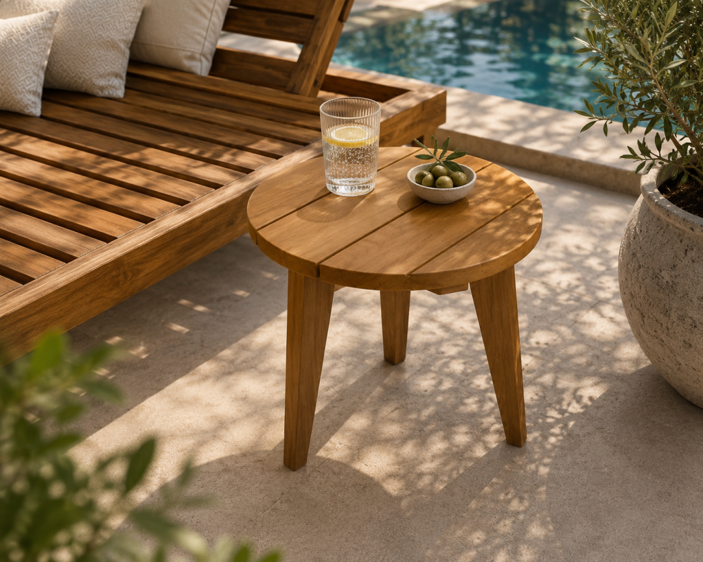 ART117 Üç Ayak Teak Yan Sehpa
